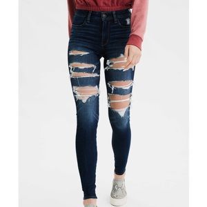 American Eagle Dark Washed Distressed Jeans